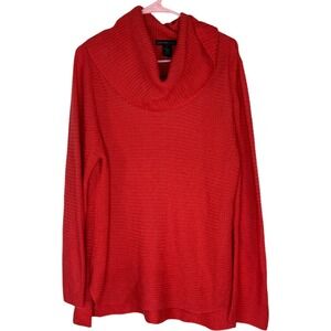 Design History Sweater Womens XL Orange Cowl Neck Long Sleeve Ribbed Pullover